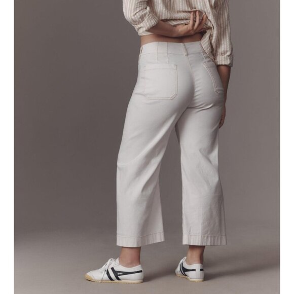 The Colette Cropped Wide-Leg Pants by Maeve: Contrast-Stitch 26W PLUS SIZE - Picture 1 of 2